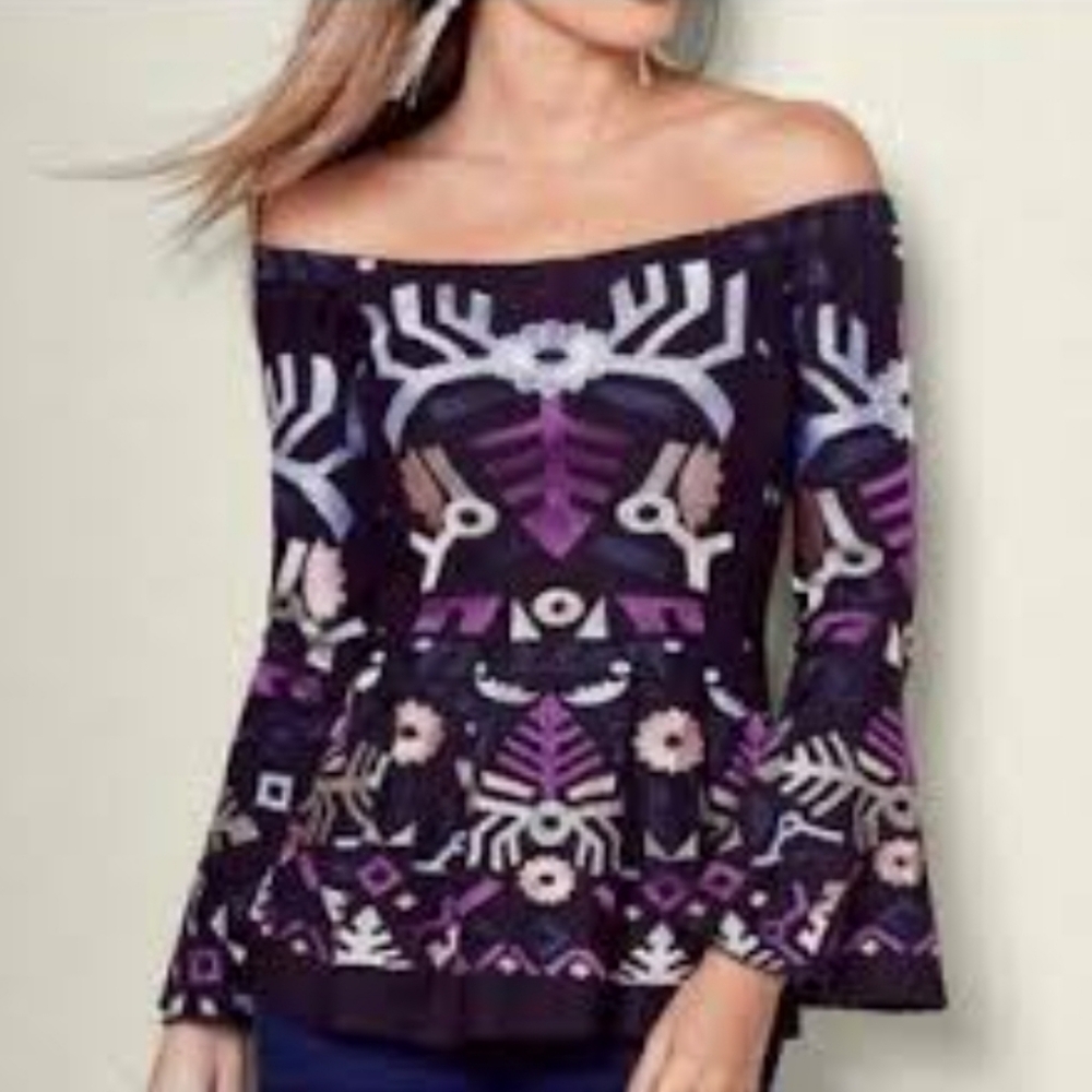 Venus women's top multicolor embroidered size Small